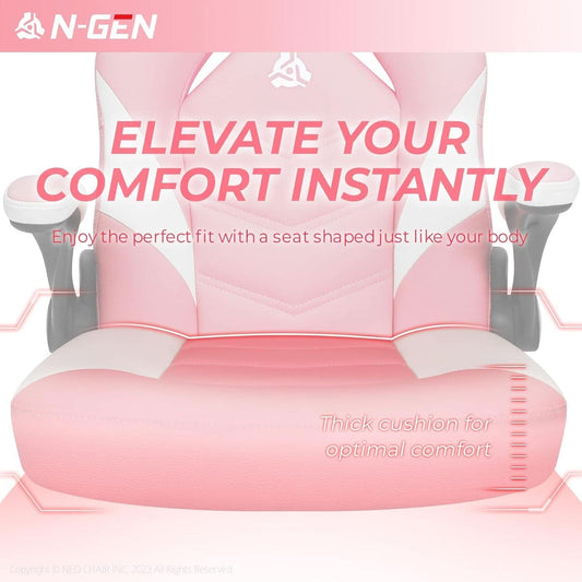 Pink Ergonomic Gaming Chair With Adjustable Lumbar Support ShipItFurniture Pink Ergonomic Gaming Chair With Adjustable Lumbar Support n/a Pixxel Core
