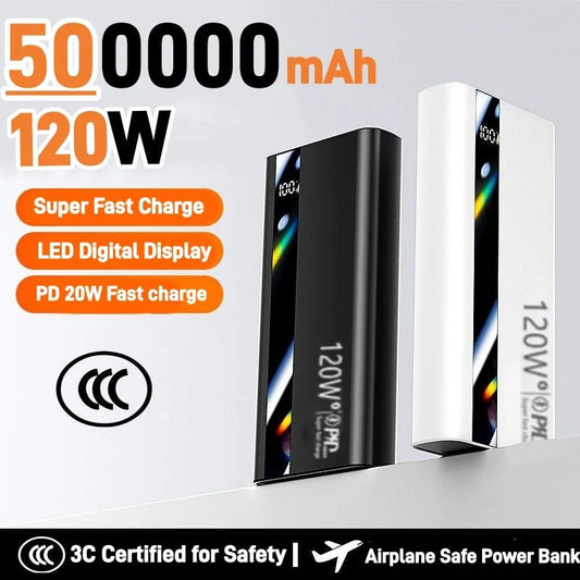 500000mAh Power Bank 120W Fast Charging Large Capacity Power Bank PD 20W Suitable For All Mobile Phones Long Endurance - Pixxel Core