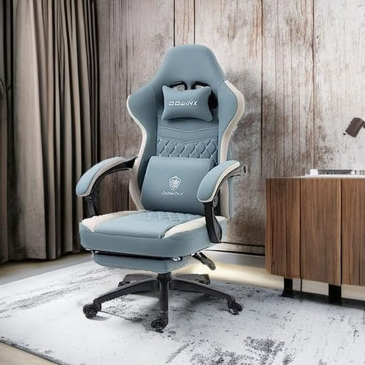 Blue Gaming Chair with Pocket Spring Cushion and Cooling Gel Pad-1