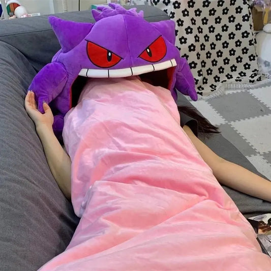 Cute Pokemon Gengar Kirby Headgear Doll Sleep Pillow Anime Integrated Dual Purpose Small Quilt Pet Sleeping Blanket Toy Figure - Pixxel Core