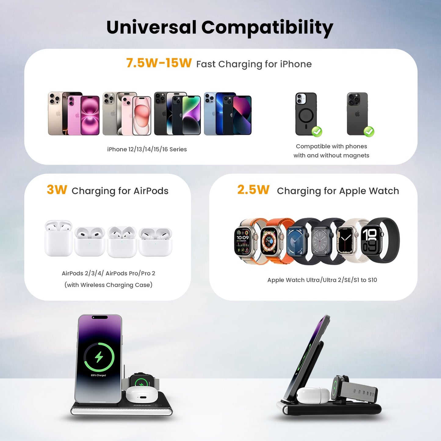 PowerGlow - Jabees PowerGlow 4-In-1 Foldable Wireless Charging Station with LED Night Light DC-Jabees PowerGlow - Jabees PowerGlow 4-In-1 Foldable Wireless Charging Station with LED Night Light Tech  Pixxel Core