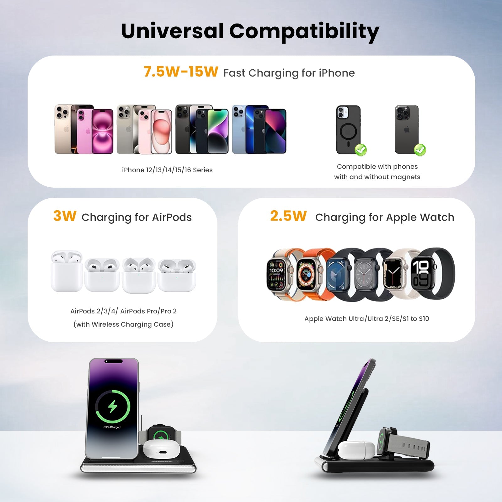 PowerGlow - Jabees PowerGlow 4-In-1 Foldable Wireless Charging Station with LED Night Light DC-Jabees PowerGlow - Jabees PowerGlow 4-In-1 Foldable Wireless Charging Station with LED Night Light Tech  Pixxel Core