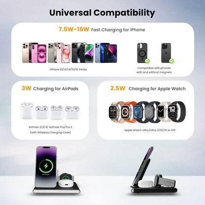 PowerGlow - Jabees PowerGlow 4-In-1 Foldable Wireless Charging Station with LED Night Light DC-Jabees PowerGlow - Jabees PowerGlow 4-In-1 Foldable Wireless Charging Station with LED Night Light Tech  Pixxel Core