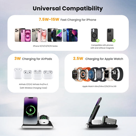 PowerGlow - Jabees PowerGlow 4-In-1 Foldable Wireless Charging Station with LED Night Light DC-Jabees PowerGlow - Jabees PowerGlow 4-In-1 Foldable Wireless Charging Station with LED Night Light Tech  Pixxel Core