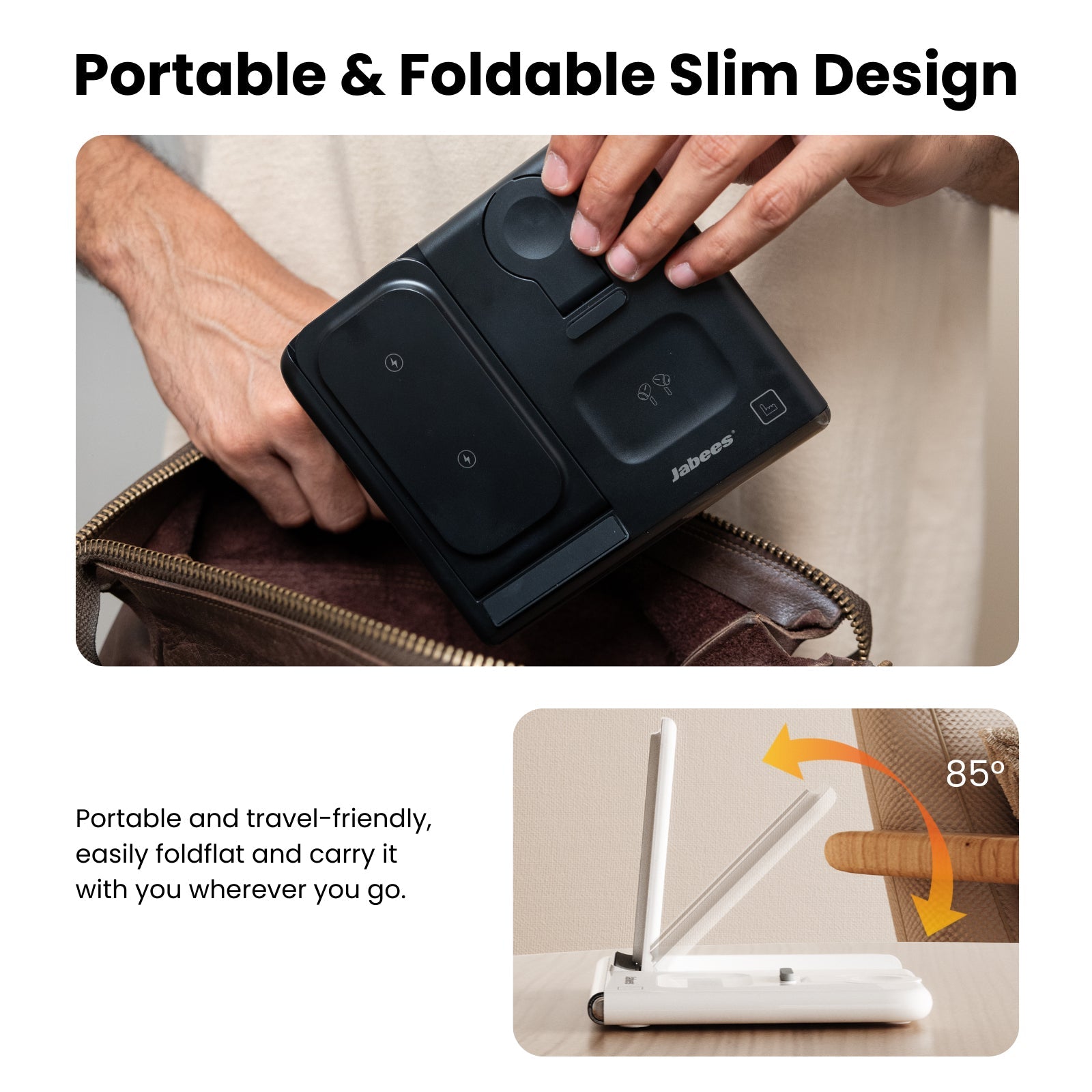 PowerGlow - Jabees PowerGlow 4-In-1 Foldable Wireless Charging Station with LED Night Light DC-Jabees PowerGlow - Jabees PowerGlow 4-In-1 Foldable Wireless Charging Station with LED Night Light Tech  Pixxel Core