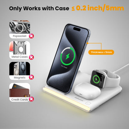 PowerGlow - Jabees PowerGlow 4-In-1 Foldable Wireless Charging Station with LED Night Light DC-Jabees PowerGlow - Jabees PowerGlow 4-In-1 Foldable Wireless Charging Station with LED Night Light Tech  Pixxel Core