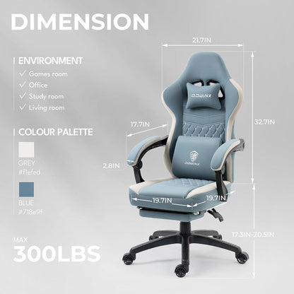 Blue Gaming Chair with Pocket Spring Cushion and Cooling Gel Pad-2