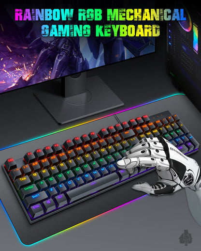 Wired Gaming Keyboard & Mouse Combo - 104-Key Anti-Ghosting RGB Backlight Zerodamage Sahara Case LLC Wired Gaming Keyboard & Mouse Combo - 104-Key Anti-Ghosting RGB Backlight Desk Accessories  Pixxel Core