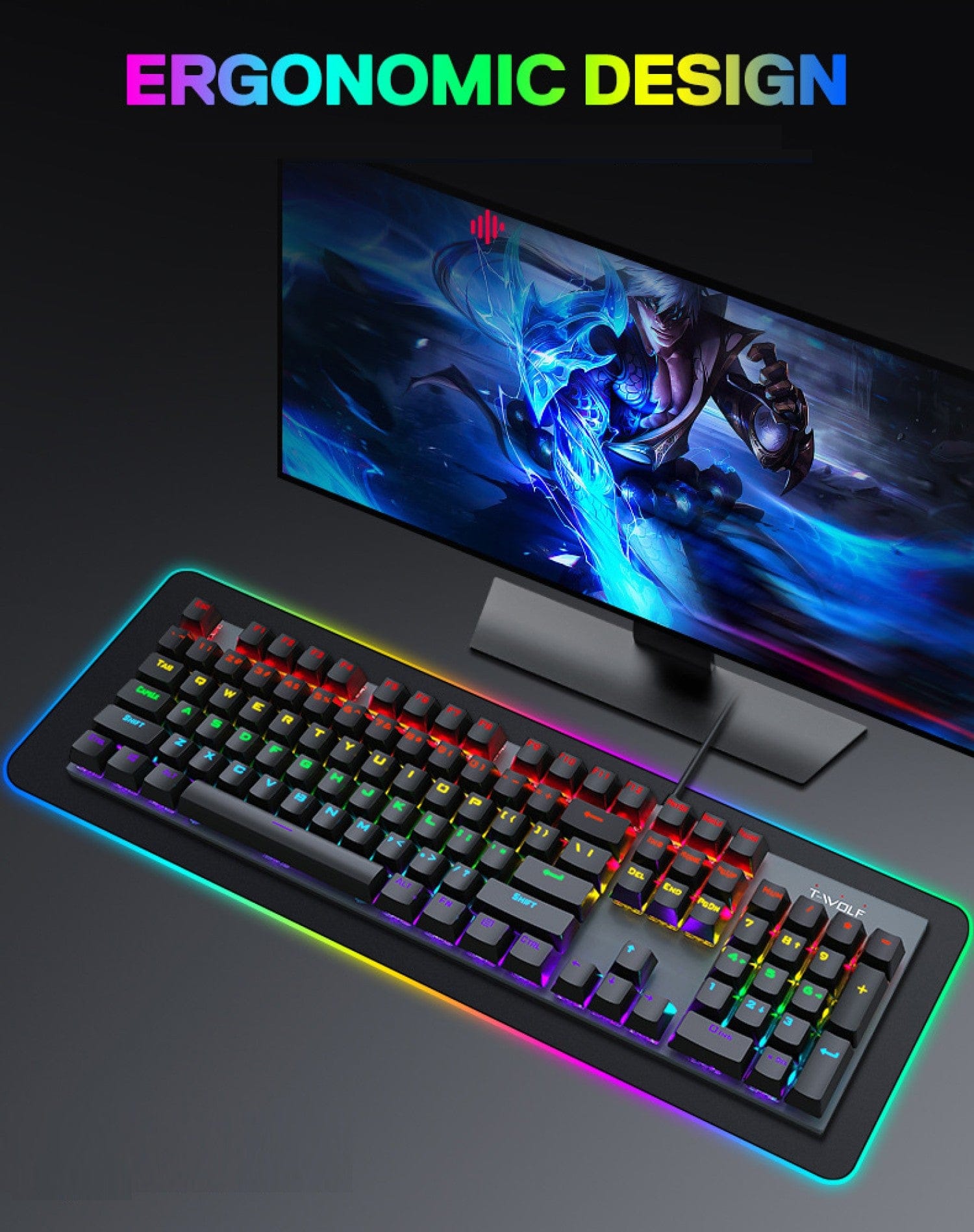 Wired Gaming Keyboard & Mouse Combo - 104-Key Anti-Ghosting RGB Backlight Zerodamage Sahara Case LLC Wired Gaming Keyboard & Mouse Combo - 104-Key Anti-Ghosting RGB Backlight Desk Accessories  Pixxel Core