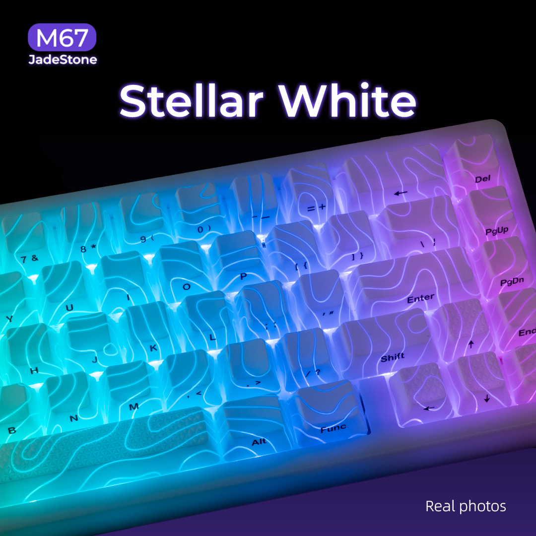 XVX M67 JadeStone Stellar White VIA Tri-Mode Mechanical Keyboard with IMD-Tech Keycaps XVX Keyboard Channel XVX M67 JadeStone Stellar White VIA Tri-Mode Mechanical Keyboard with IMD-Tech Keycaps   Pixxel Core