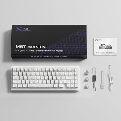 XVX M67 JadeStone Stellar White VIA Tri-Mode Mechanical Keyboard with IMD-Tech Keycaps XVX Keyboard Channel XVX M67 JadeStone Stellar White VIA Tri-Mode Mechanical Keyboard with IMD-Tech Keycaps   Pixxel Core