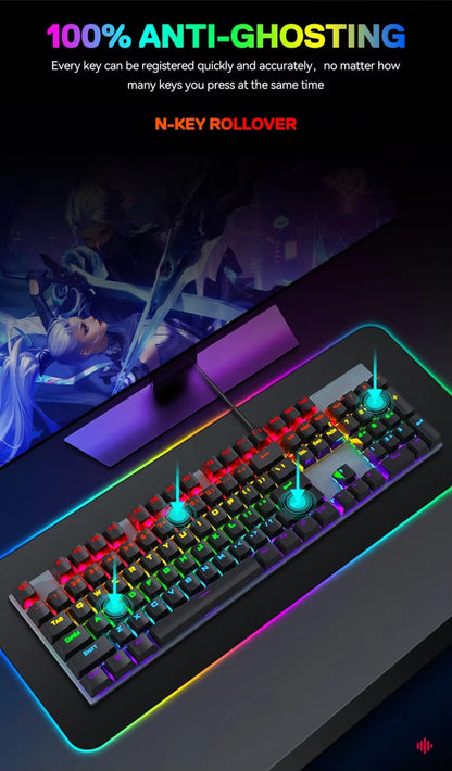 Wired Gaming Keyboard & Mouse Combo - 104-Key Anti-Ghosting RGB Backlight Zerodamage Sahara Case LLC Wired Gaming Keyboard & Mouse Combo - 104-Key Anti-Ghosting RGB Backlight Desk Accessories  Pixxel Core