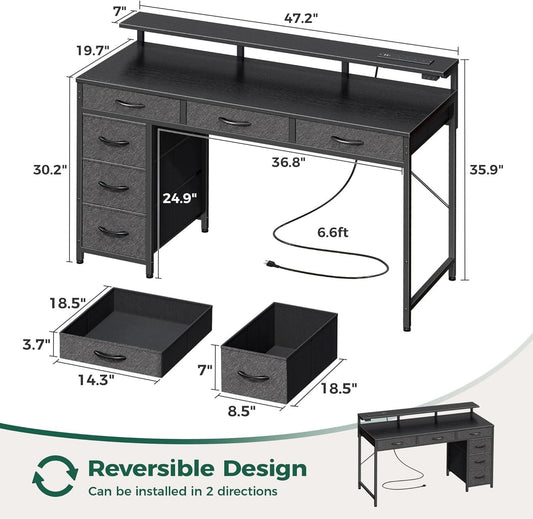 47 Inch RGB Gaming Desk For Home Office And Gaming Setup-1
