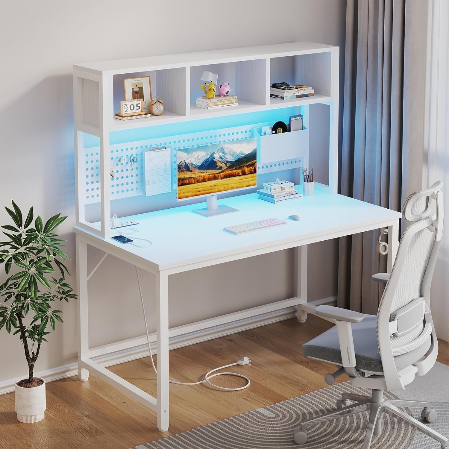 White 47Inch Premium Grade Gaming Desk With Pegboard ShipItFurniture White 47Inch Premium Grade Gaming Desk With Pegboard Desk  Pixxel Core