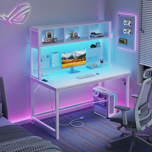 White 47Inch Premium Grade Gaming Desk With Pegboard ShipItFurniture White 47Inch Premium Grade Gaming Desk With Pegboard Desk  Pixxel Core