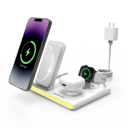 PowerGlow - Jabees PowerGlow 4-In-1 Foldable Wireless Charging Station with LED Night Light DC-Jabees PowerGlow - Jabees PowerGlow 4-In-1 Foldable Wireless Charging Station with LED Night Light Tech  Pixxel Core