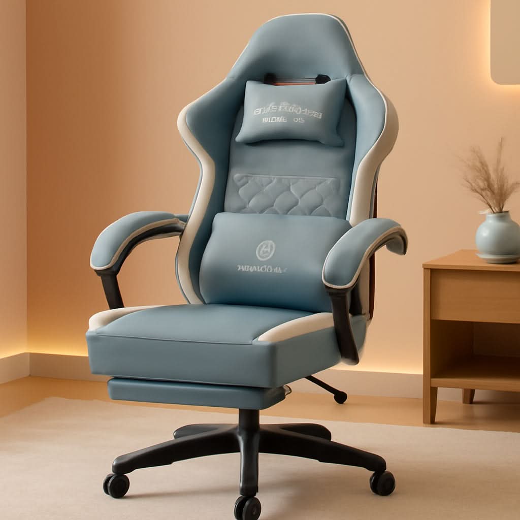 Blue Gaming Chair with Pocket Spring Cushion and Cooling Gel Pad-0