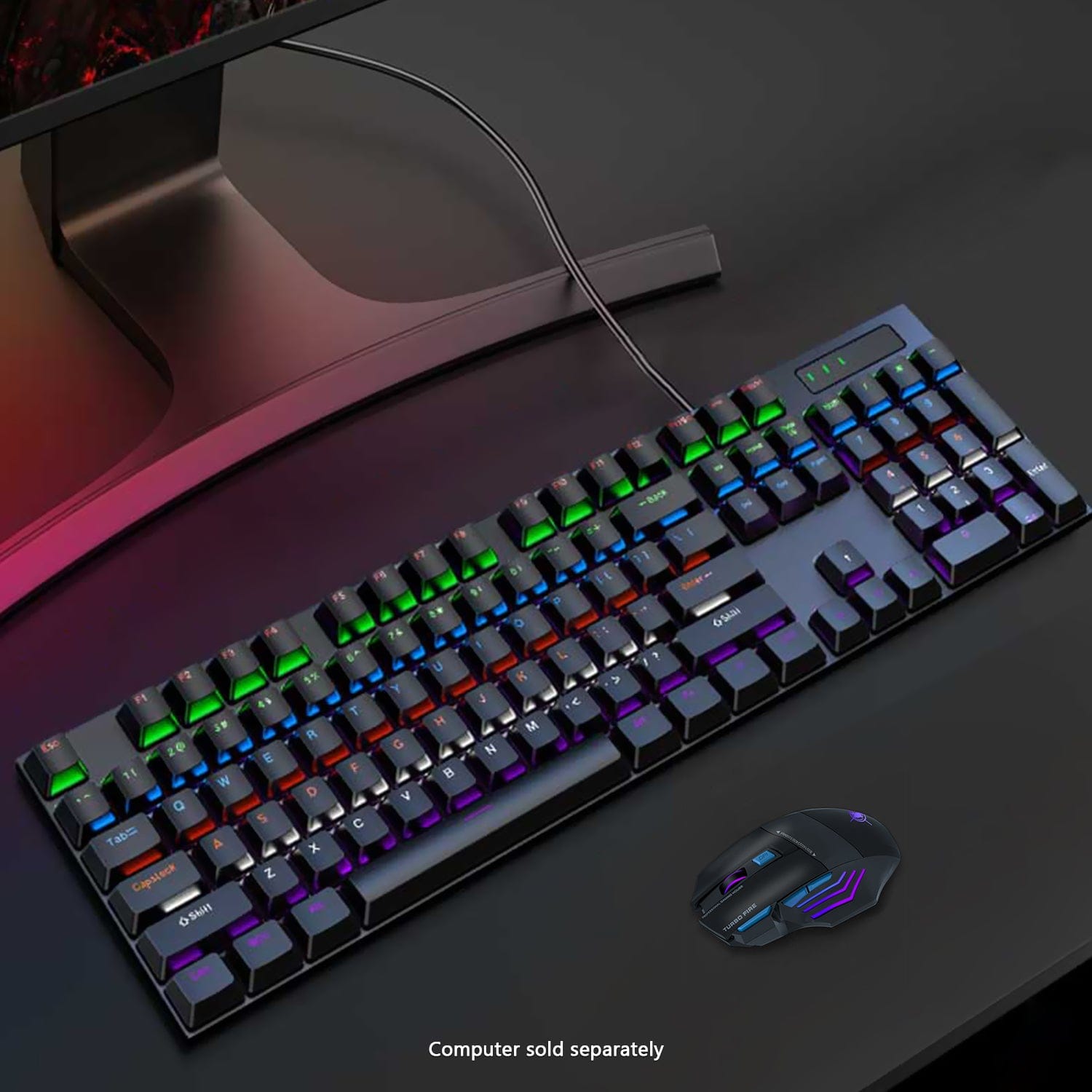 Wired Gaming Keyboard & Mouse Combo - 104-Key Anti-Ghosting RGB Backlight Zerodamage Sahara Case LLC Wired Gaming Keyboard & Mouse Combo - 104-Key Anti-Ghosting RGB Backlight Desk Accessories  Pixxel Core