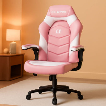Pink Ergonomic Gaming Chair With Adjustable Lumbar Support ShipItFurniture Pink Ergonomic Gaming Chair With Adjustable Lumbar Support n/a  Pixxel Core