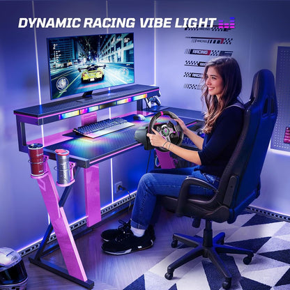 57Inch Workstation Desk With Music Sync LED Pro Gaming ShipItFurniture 57Inch Workstation Desk With Music Sync LED Pro Gaming Desk  Pixxel Core