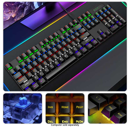 Wired Gaming Keyboard & Mouse Combo - 104-Key Anti-Ghosting RGB Backlight Zerodamage Sahara Case LLC Wired Gaming Keyboard & Mouse Combo - 104-Key Anti-Ghosting RGB Backlight Desk Accessories  Pixxel Core