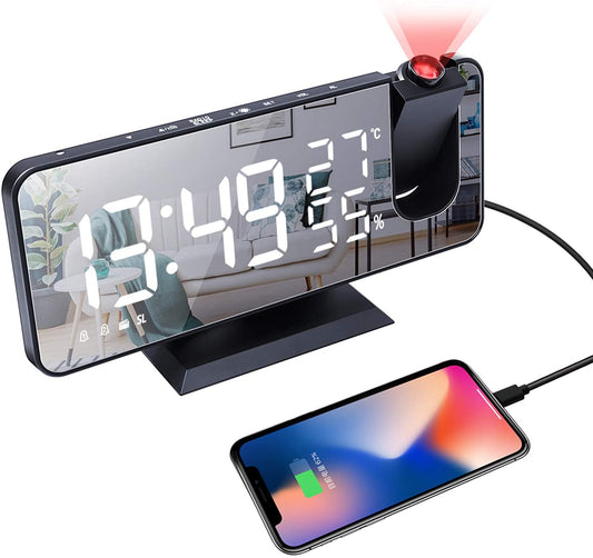 LED Projection Digital Alarm Clock Phone Charger DC-THE CEO LED Projection Digital Alarm Clock Phone Charger Tech  Pixxel Core