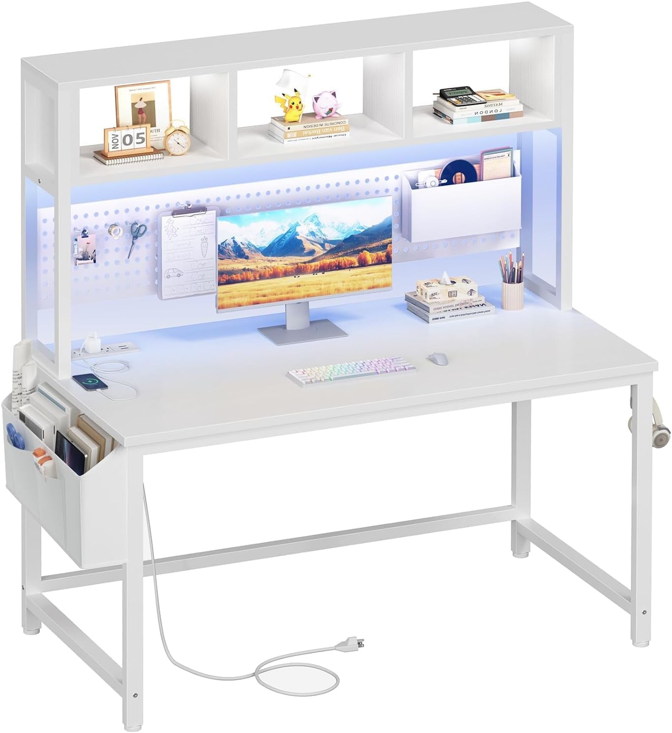 White 47Inch Premium Grade Gaming Desk With Pegboard ShipItFurniture White 47Inch Premium Grade Gaming Desk With Pegboard Desk  Pixxel Core