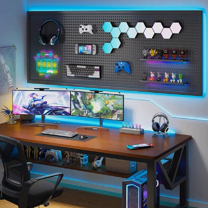 RGB Gaming Pegboard Wall Organizer with Metal Panels and Hooks, 12x24 Setup NSD Gaming Supply RGB Gaming Pegboard Wall Organizer with Metal Panels and Hooks, 12x24 Setup   Pixxel Core