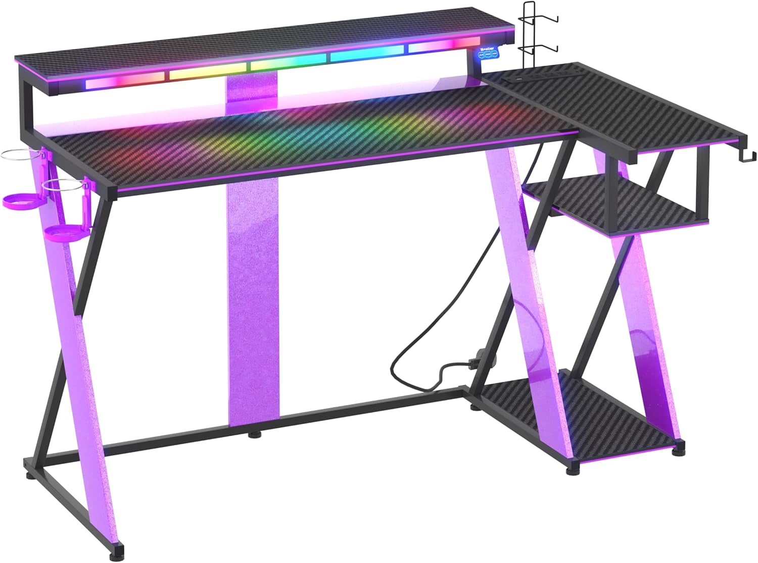 57Inch Workstation Desk With Music Sync LED Pro Gaming ShipItFurniture 57Inch Workstation Desk With Music Sync LED Pro Gaming Desk  Pixxel Core