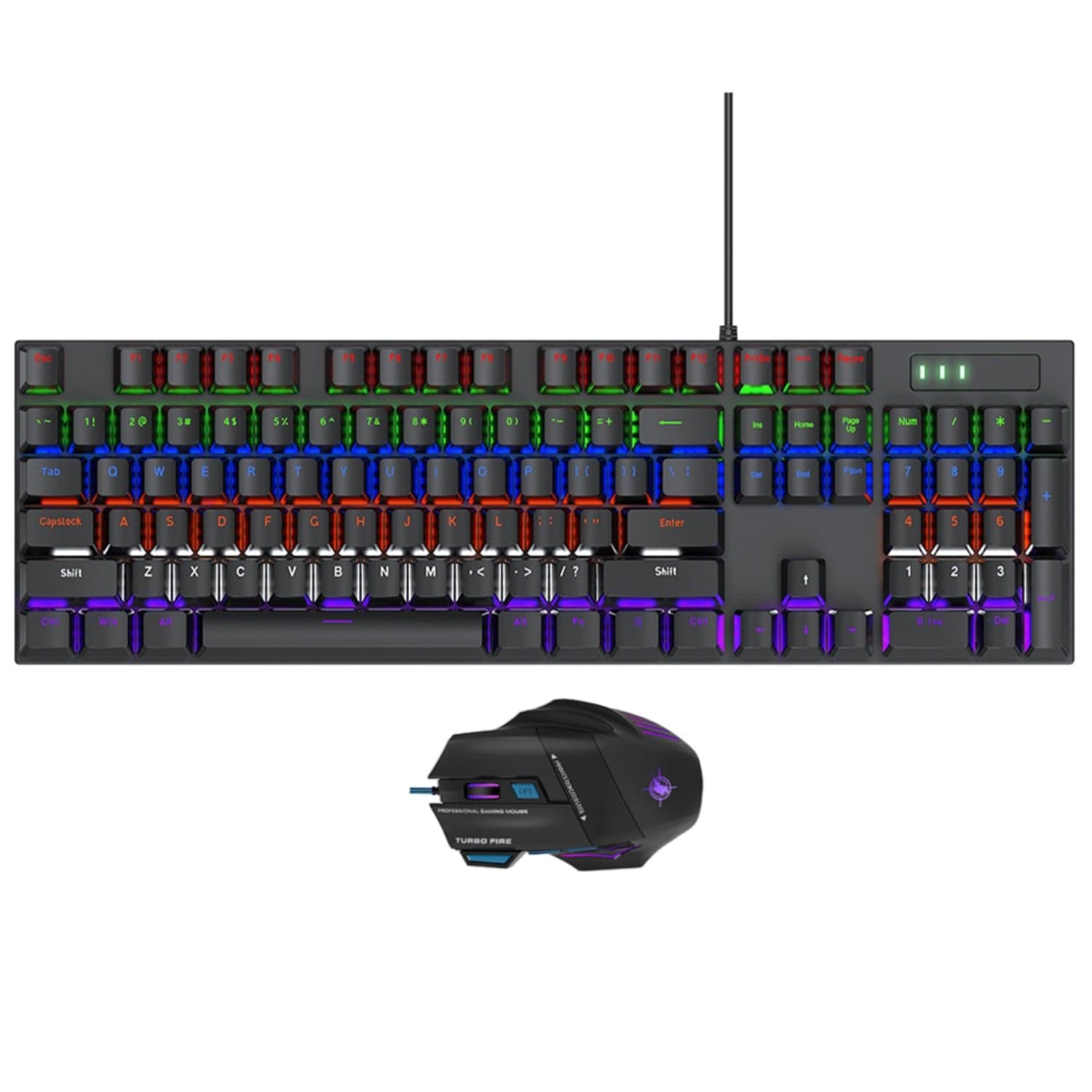 Wired Gaming Keyboard & Mouse Combo - 104-Key Anti-Ghosting RGB Backlight Zerodamage Sahara Case LLC Wired Gaming Keyboard & Mouse Combo - 104-Key Anti-Ghosting RGB Backlight Desk Accessories  Pixxel Core