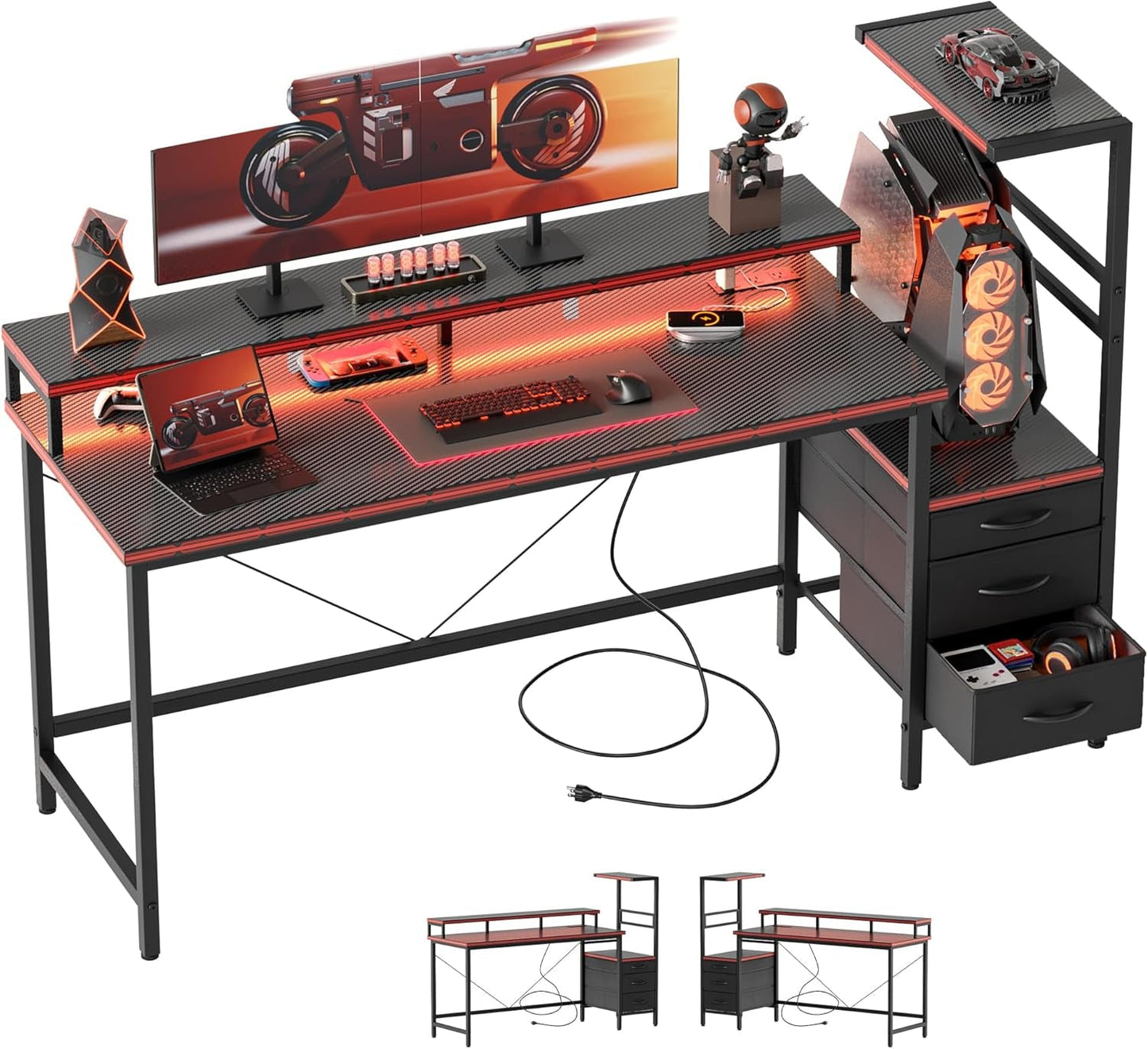 Multifunctional Gaming Desk With Integrated LED Lighting ShipItFurniture Multifunctional Gaming Desk With Integrated LED Lighting Desk  Pixxel Core