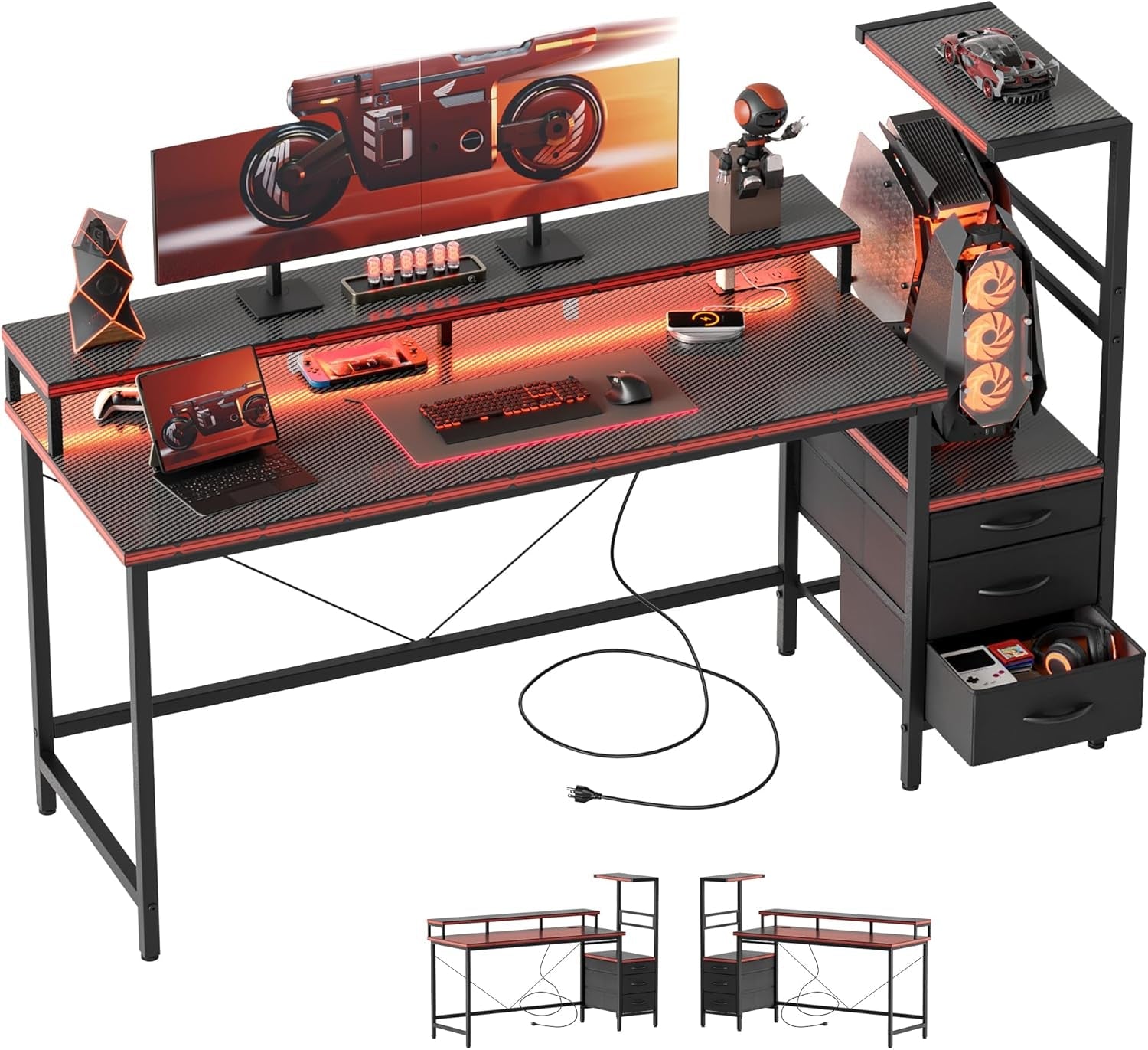 Multifunctional Gaming Desk With Integrated LED Lighting ShipItFurniture Multifunctional Gaming Desk With Integrated LED Lighting Desk  Pixxel Core