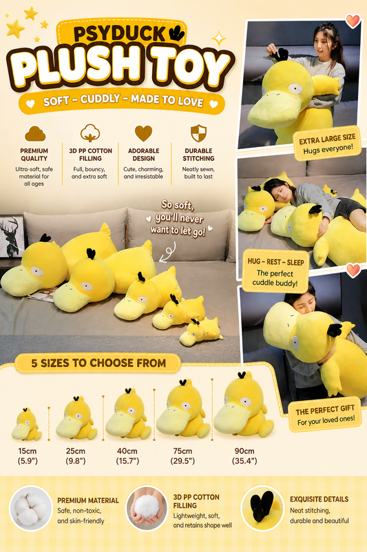 Big Size Pokemon Psyduck Back Cushion Psyduck Stuffed Anime Cozy Kawaii Big Size Pokemon Psyduck Back Cushion Psyduck Stuffed Anime Plush Toy  Pixxel Core