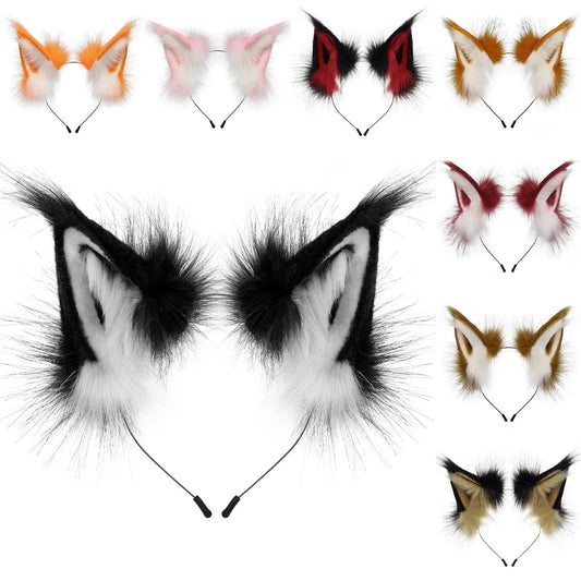 Animal Faux Fur Fox Wolf Ear Headband Furry Handmade Hairband Headwear Costume Cosplay Accessories - Pixxel Core