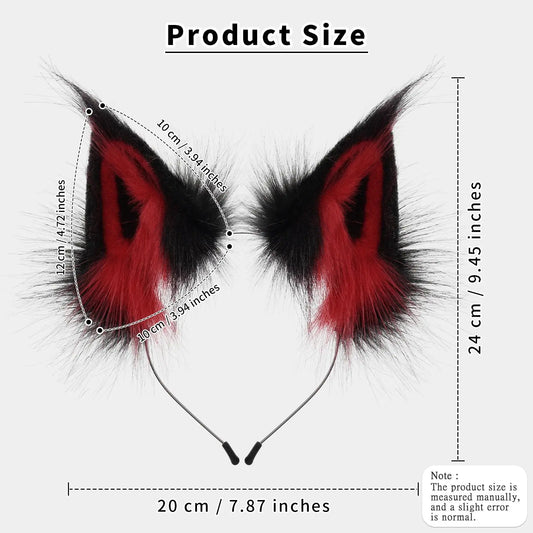 Animal Faux Fur Fox Wolf Ear Headband Furry Handmade Hairband Headwear Costume Cosplay Accessories - Pixxel Core