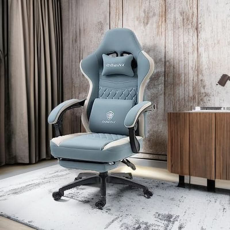 Blue Gaming Chair with Pocket Spring Cushion and Cooling Gel Pad-1