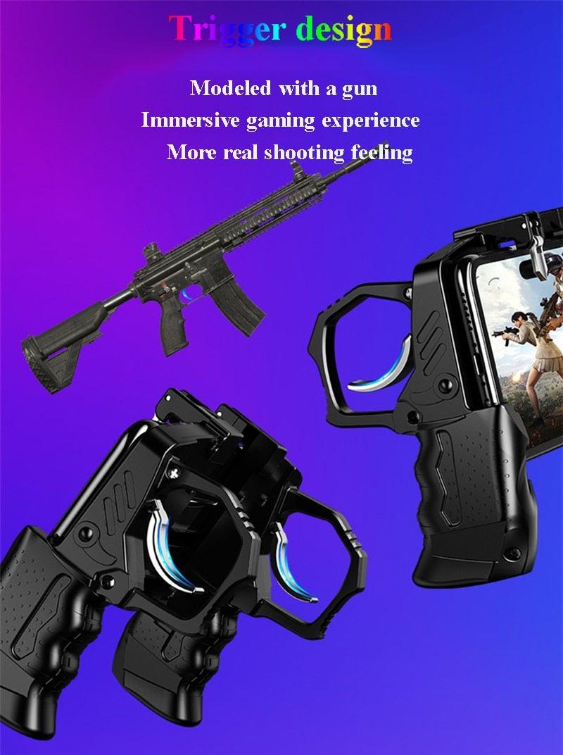 Black Metal Joystick Trigger Shooting Gamepad Portable Controller Compatible With Smartphone Gaming Mobile Phone Holder Stevvex Black Metal Joystick Trigger Shooting Gamepad Portable Controller Compatible With Smartphone Gaming Mobile Phone Holder ST88GM657XED  Pixxel Core