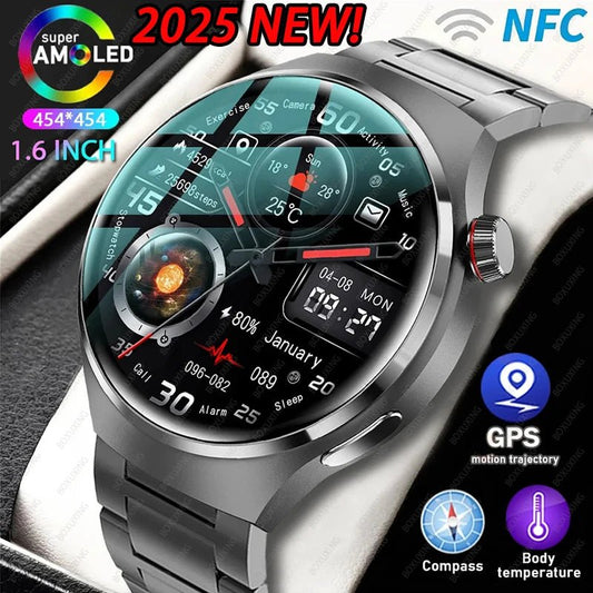BOXUXING Watch 4 Pro Smart Watch Men GPS Sports Tracker NFC 1.53" HD Screen Health Monitor Watches Bluetooth Call SmartWatch - Pixxel Core