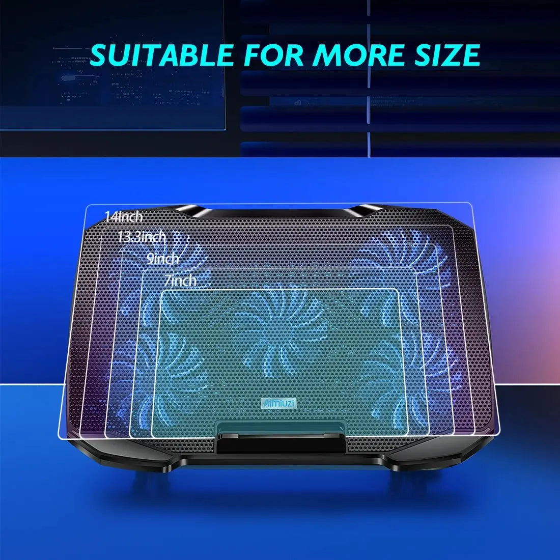 COOLCOOLD Laptop Cooling pad for 12 - 17 Inch Laptop Cooler Stand, 5 quiet fans, 5 Angle Adjustable with phone holder - Pixxel Core