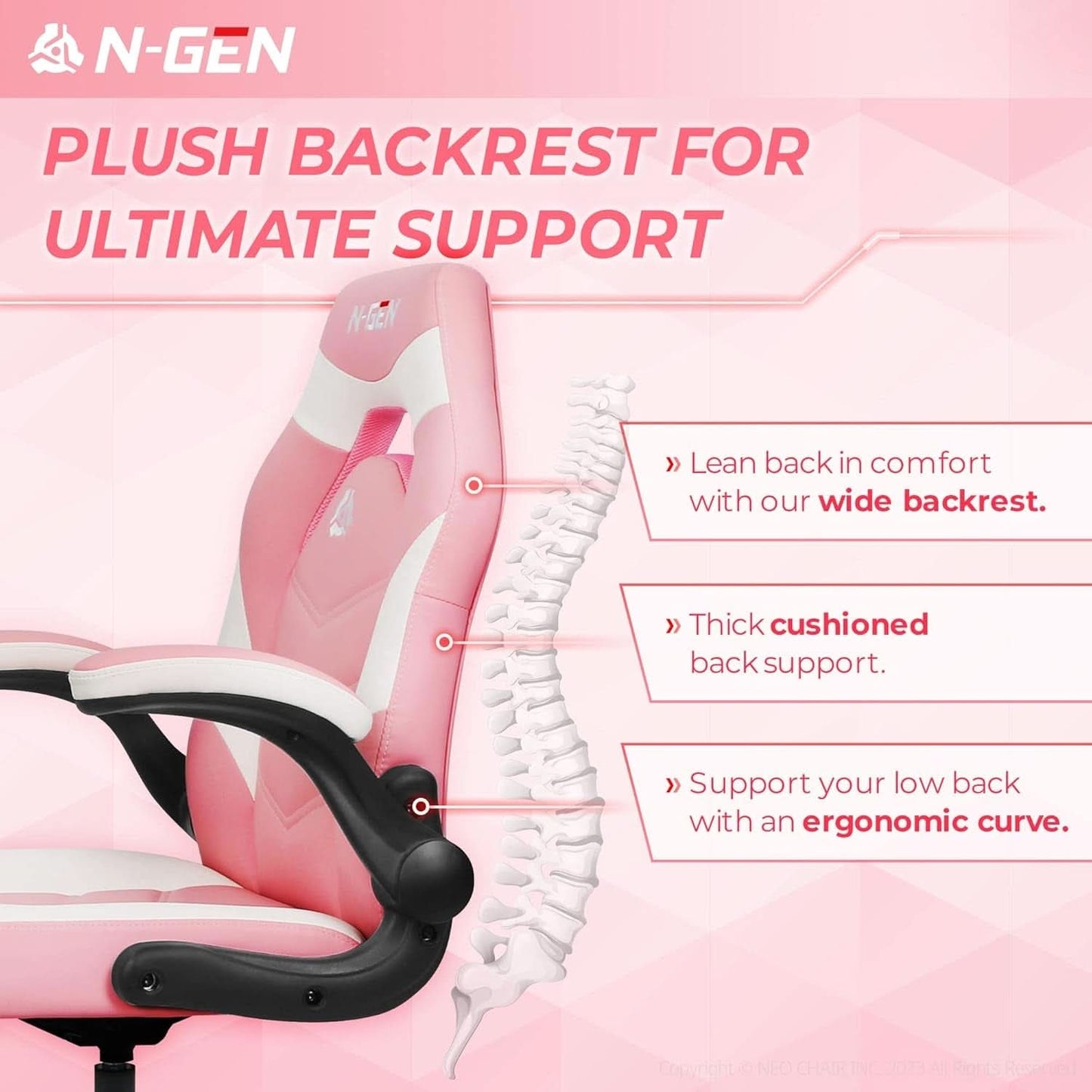 Pink Ergonomic Gaming Chair With Adjustable Lumbar Support ShipItFurniture Pink Ergonomic Gaming Chair With Adjustable Lumbar Support n/a  Pixxel Core