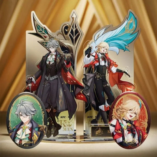 Genshin Impact Themed Limited Edition Set: Alhaitham & Kaveh 10cm Acrylic Stands & Premium Pins, Perfect Desktop Decoration 2025 - Pixxel Core