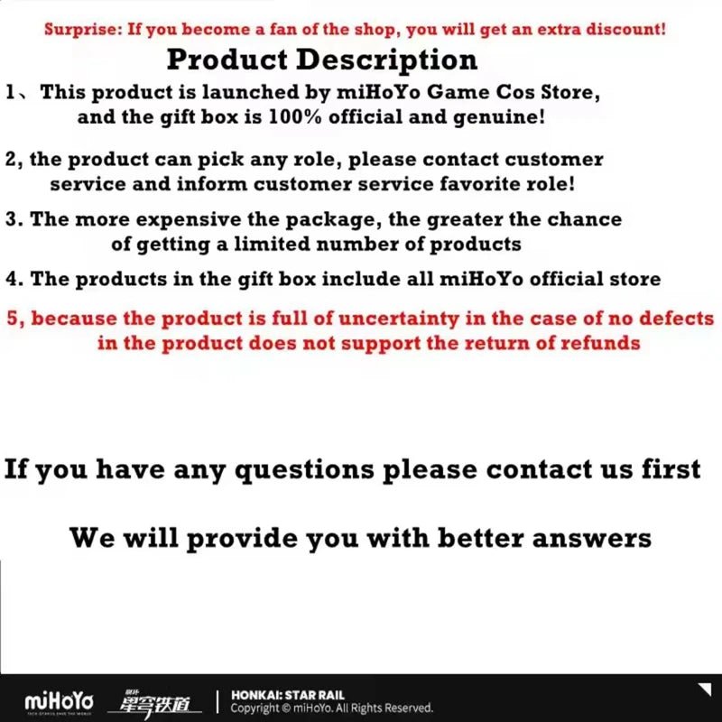 [Genuine] Game miHoYo Zenless Zone Zero&Genshin Impact&Honkai Star Rail&Honkai Impact 3RD&Tears of Themis& Cosplay Gift Box Set - Pixxel Core