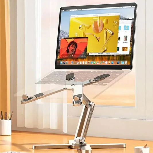 Portable Aluminum Alloy Tablet Bracket Foldable Telescopic Laptop Desktop Stand 360° Rotation Lifting Notebook Table Holder - Pixxel Core