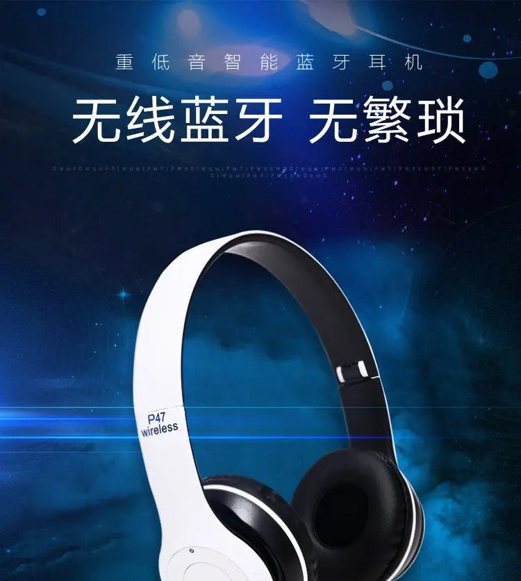 Stereo P47 Headset 5.0 Bluetooth Headset Folding Series Wireless Sports Game Headset for iPhone XiaoMi - Pixxel Core