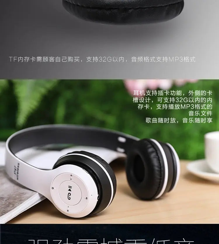 Stereo P47 Headset 5.0 Bluetooth Headset Folding Series Wireless Sports Game Headset for iPhone XiaoMi - Pixxel Core